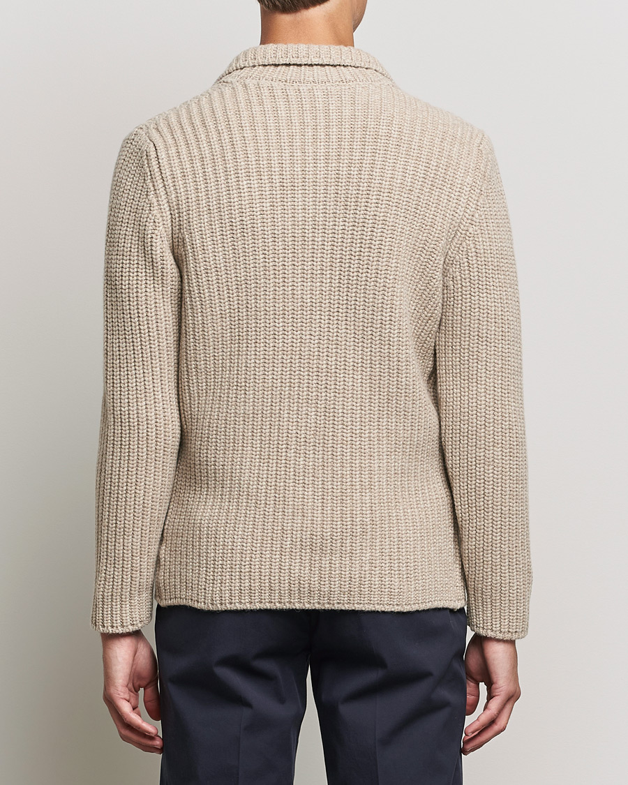 Heren | Truien | Gran Sasso | Heavy Wool Knitted Blazer Cardigan Beige