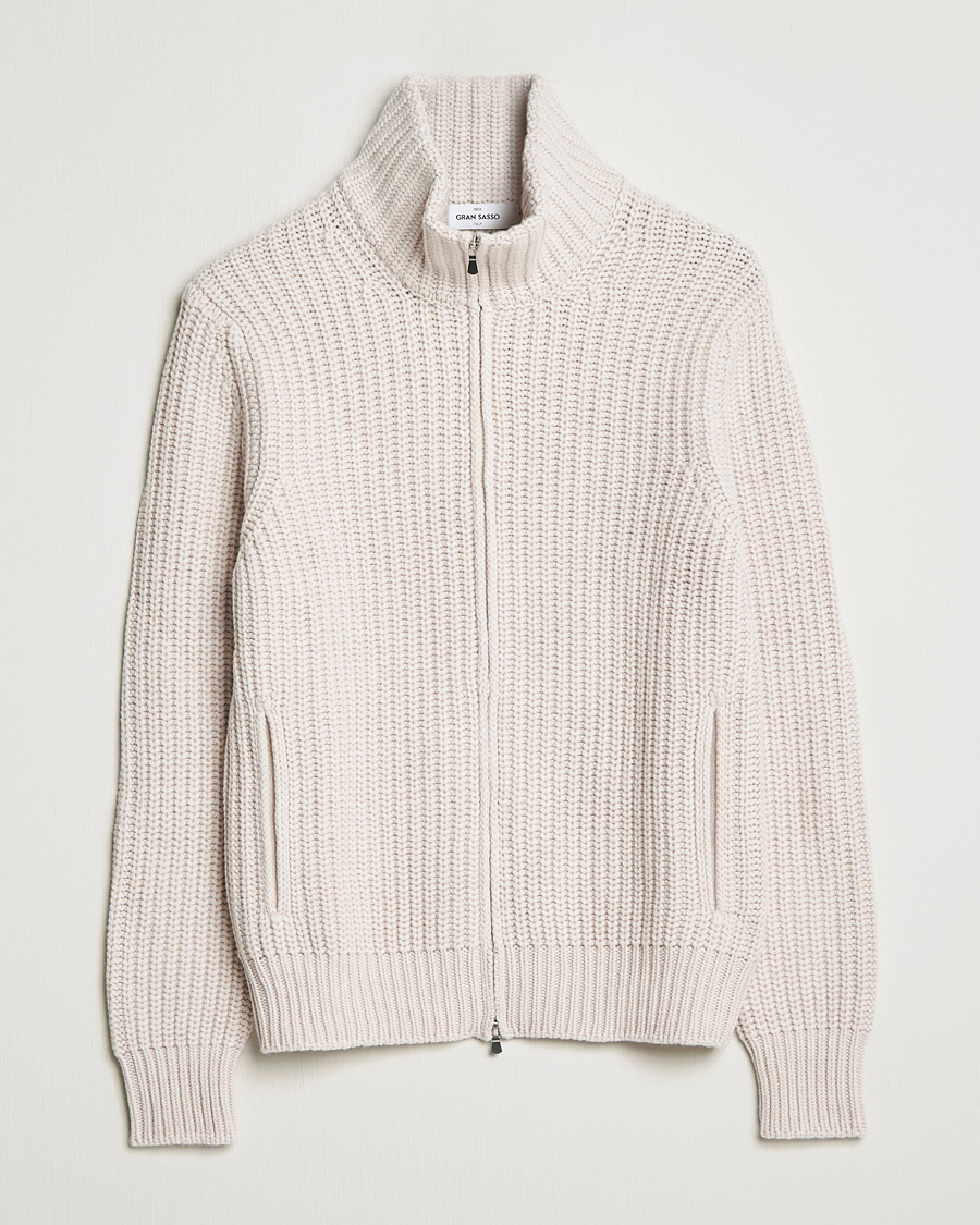 Heren | Truien | Gran Sasso | Heavy Wool/Cashmere Full Zip Beige