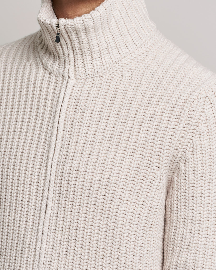 Heren | Truien | Gran Sasso | Heavy Wool/Cashmere Full Zip Beige