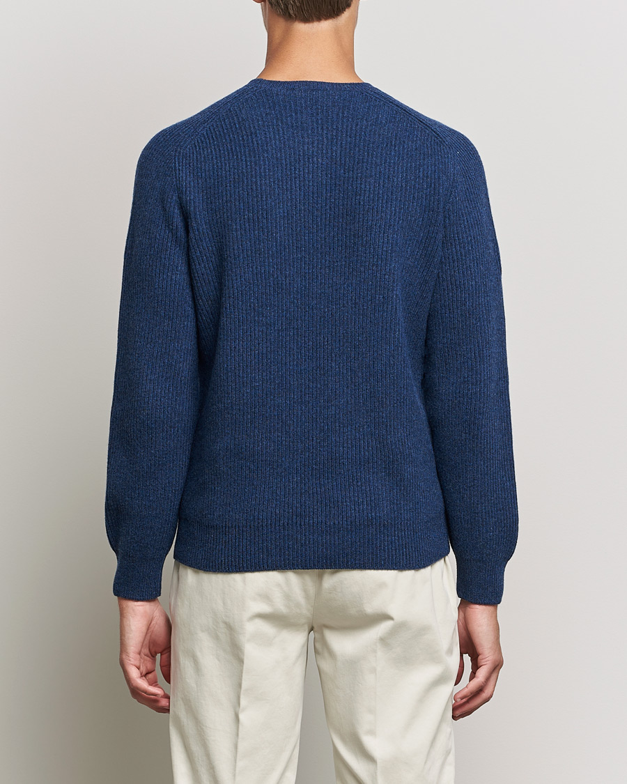 Heren | Truien | Gran Sasso | Knitted Wool/Cashmere Structure Crewneck Navy