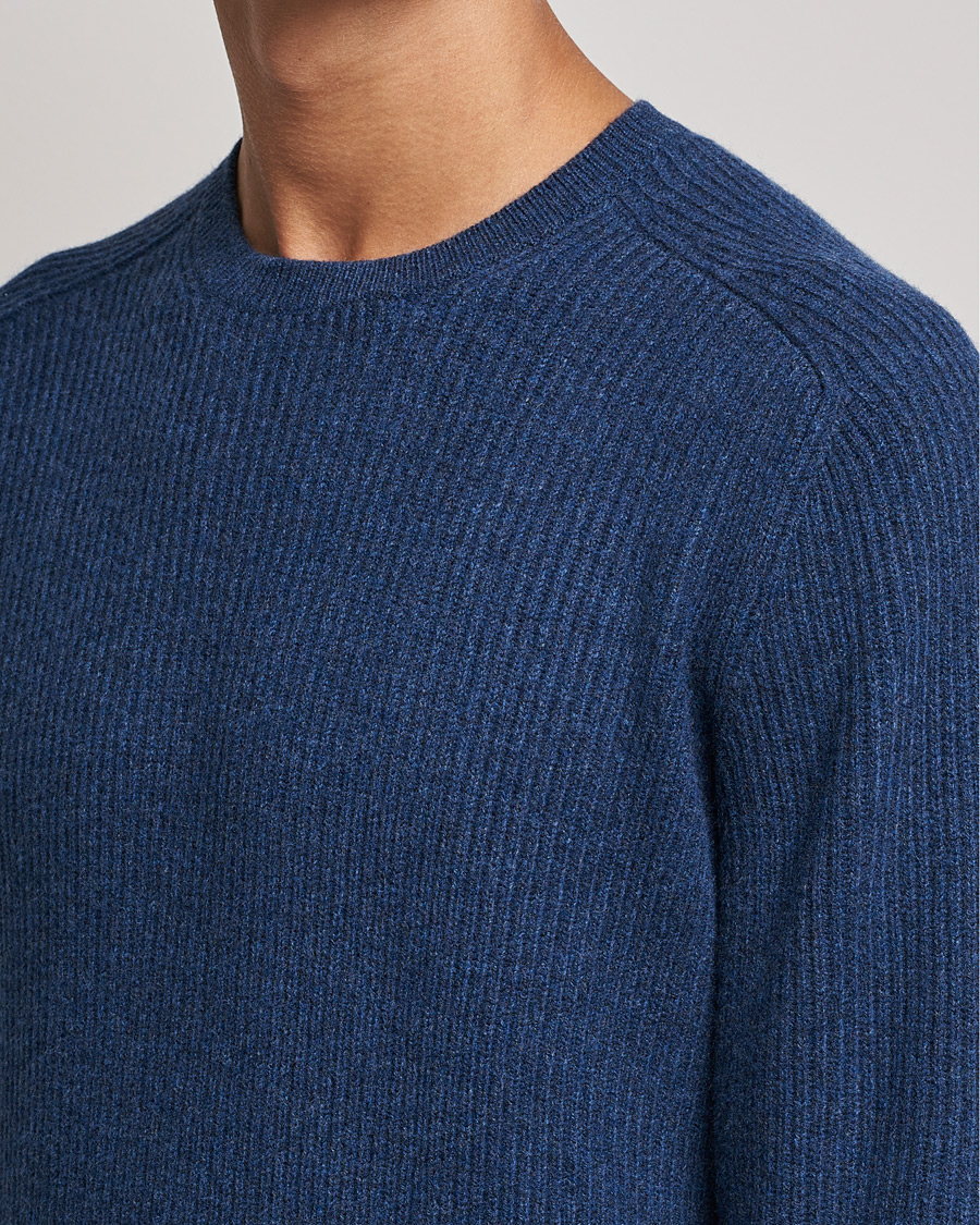 Heren | Truien | Gran Sasso | Knitted Wool/Cashmere Structure Crewneck Navy