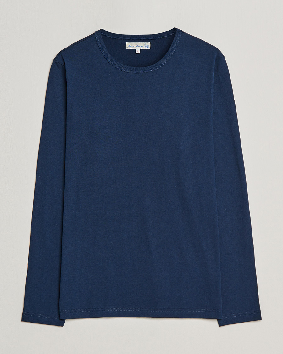Heren | T-shirts | Merz b. Schwanen | 1950s Classic Loopwheeled Longsleeve Tee Ink