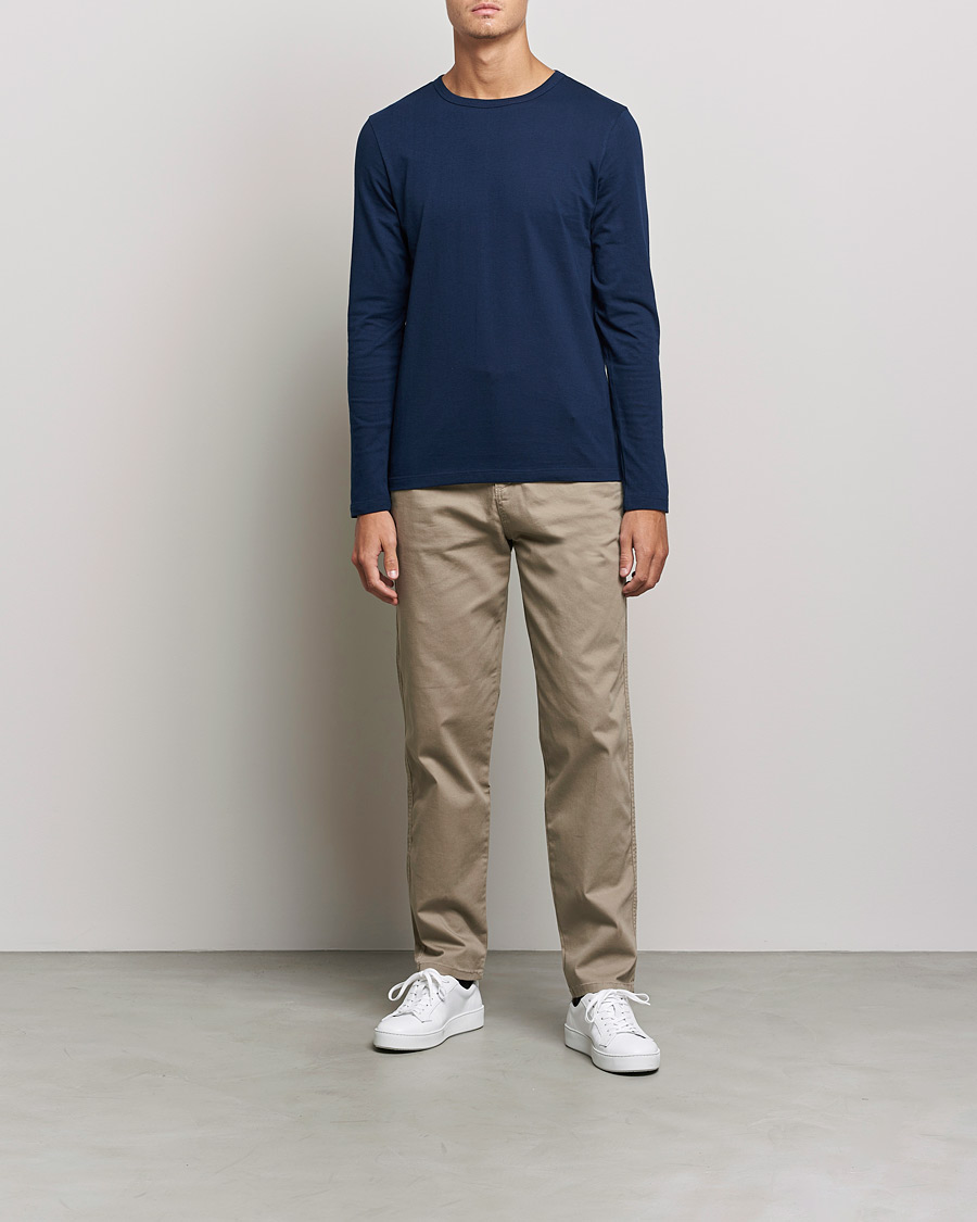 Heren | T-shirts | Merz b. Schwanen | 1950s Classic Loopwheeled Longsleeve Tee Ink