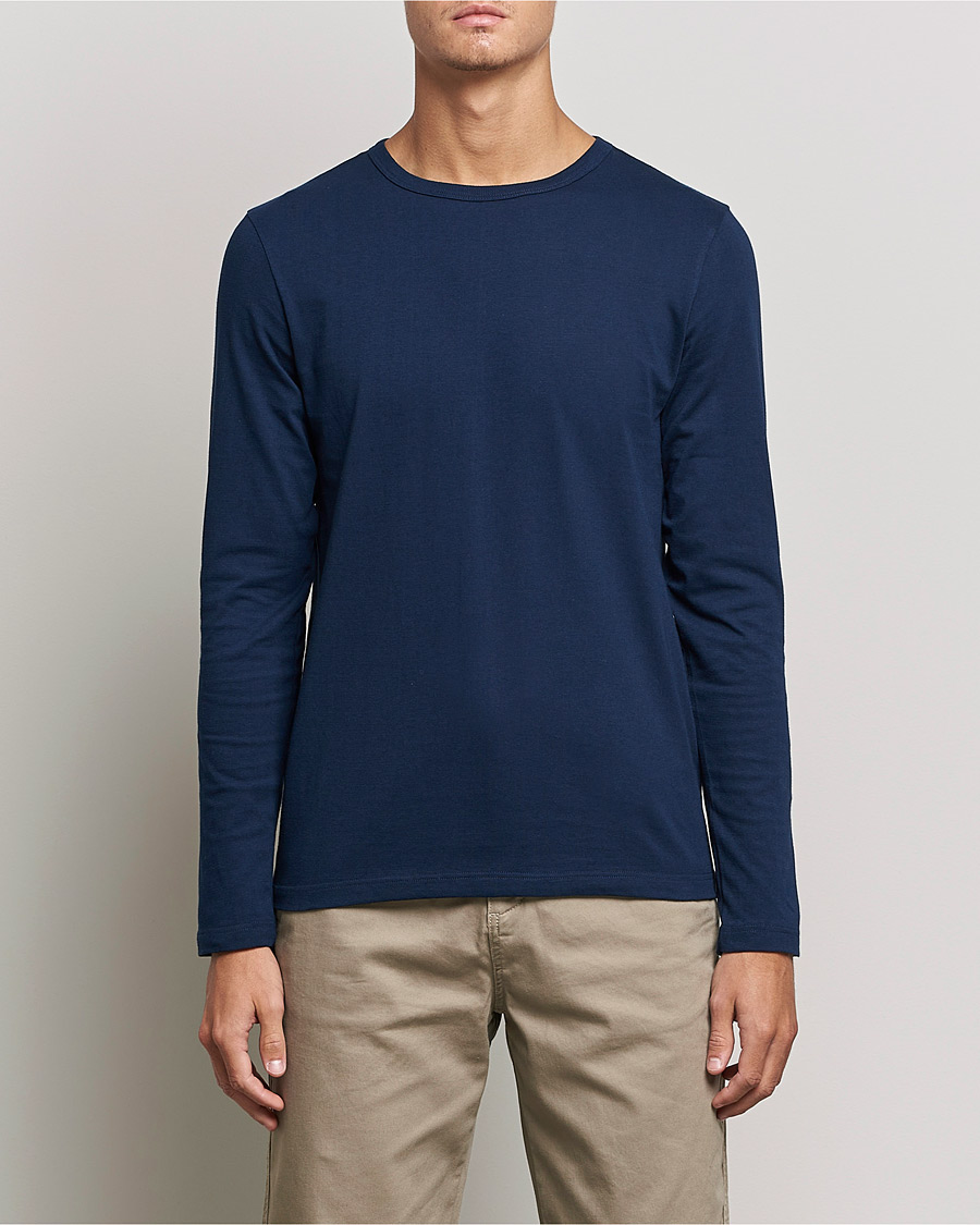 Heren | T-shirts | Merz b. Schwanen | 1950s Classic Loopwheeled Longsleeve Tee Ink