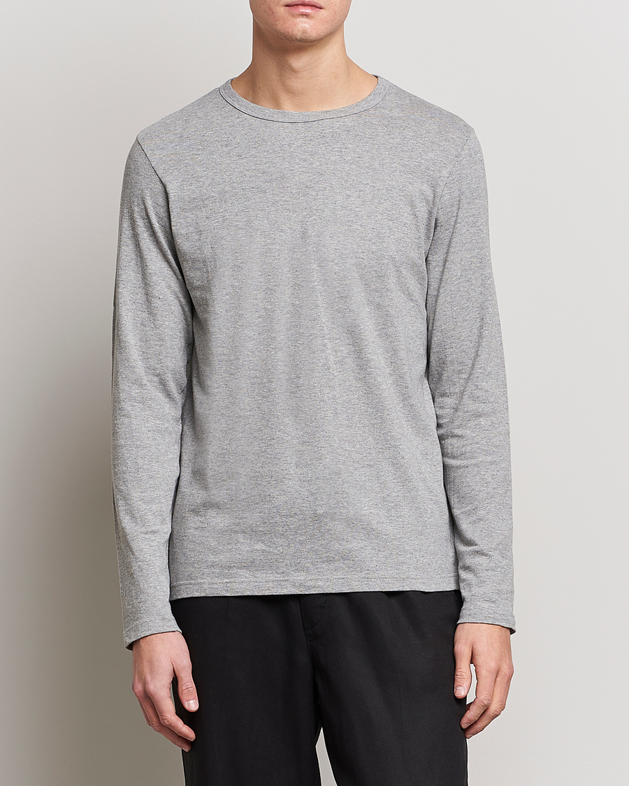 Heren | T-shirts met lange mouwen | Merz b. Schwanen | 1950s Classic Loopwheeled Longsleeve Tee Grey Marl