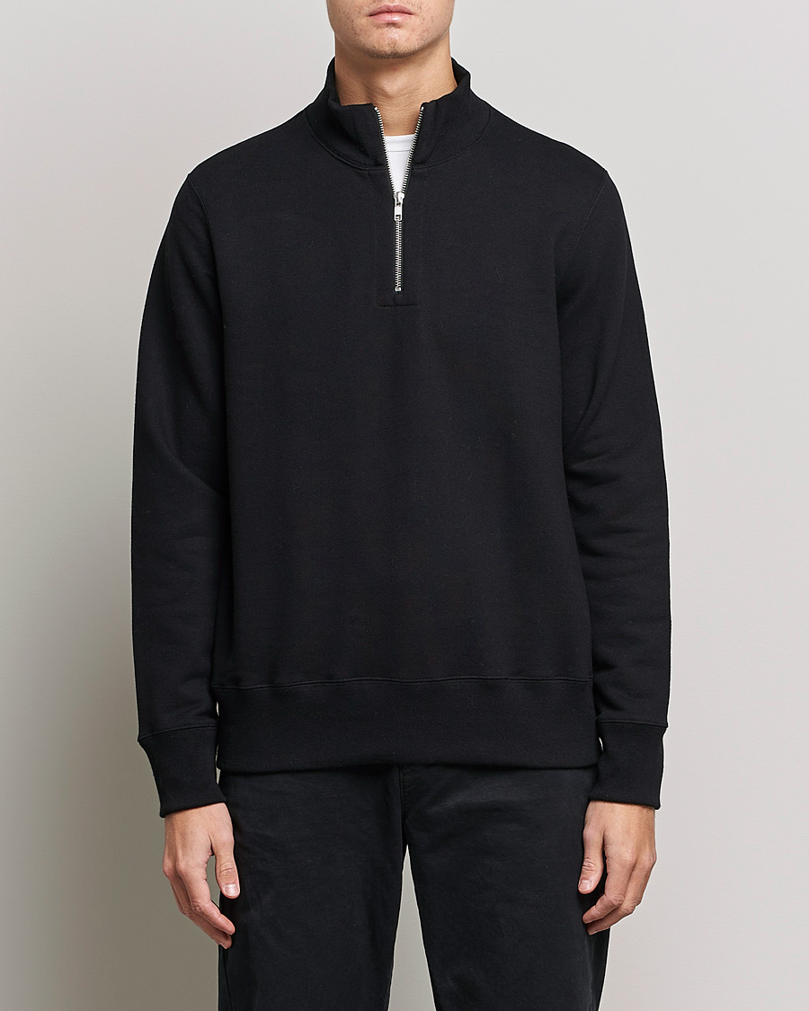 Heren | Afdelingen | Merz b. Schwanen | Organic Cotton Half Zip Sweat Black