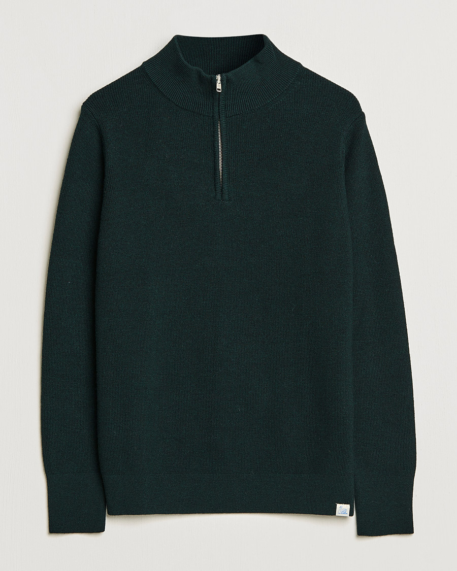 Heren | Truien | Merz b. Schwanen | Merino Wool Half Zip Forest