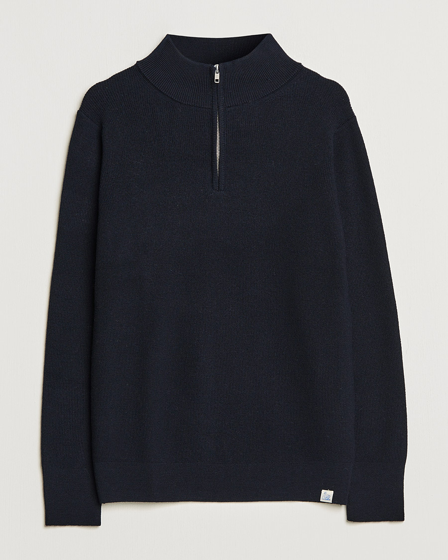 Heren | Truien | Merz b. Schwanen | Merino Wool Half Zip Dark Navy