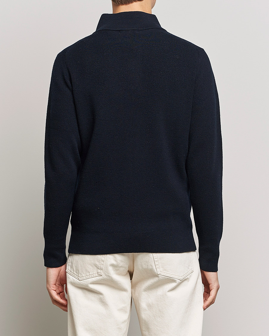 Heren | Truien | Merz b. Schwanen | Merino Wool Half Zip Dark Navy