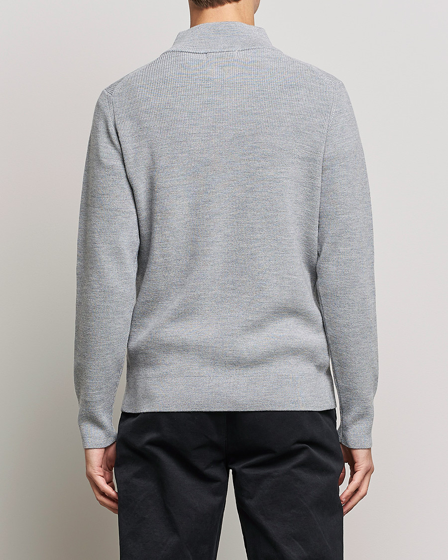 Heren | Truien | Merz b. Schwanen | Merino Wool Half Zip Grey Mel