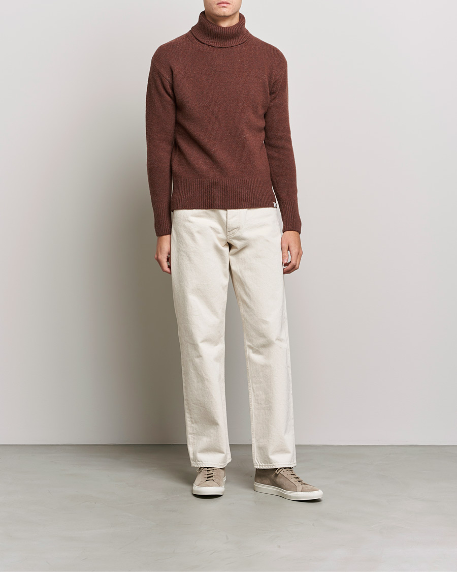 Heren | Truien | Merz b. Schwanen | Cashmere/Merino Rollneck Chestnut