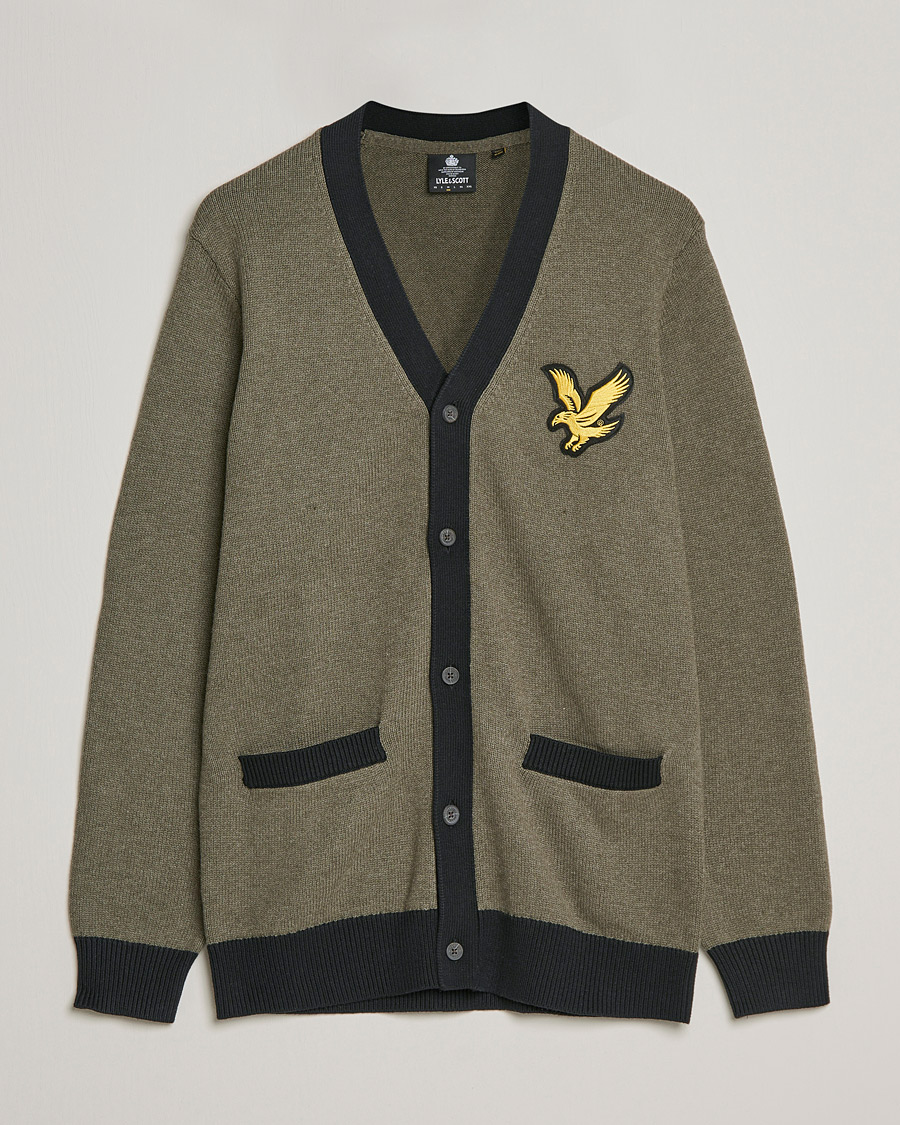 Heren | Truien | Lyle & Scott | Block Marl Cardigan Olive Marl