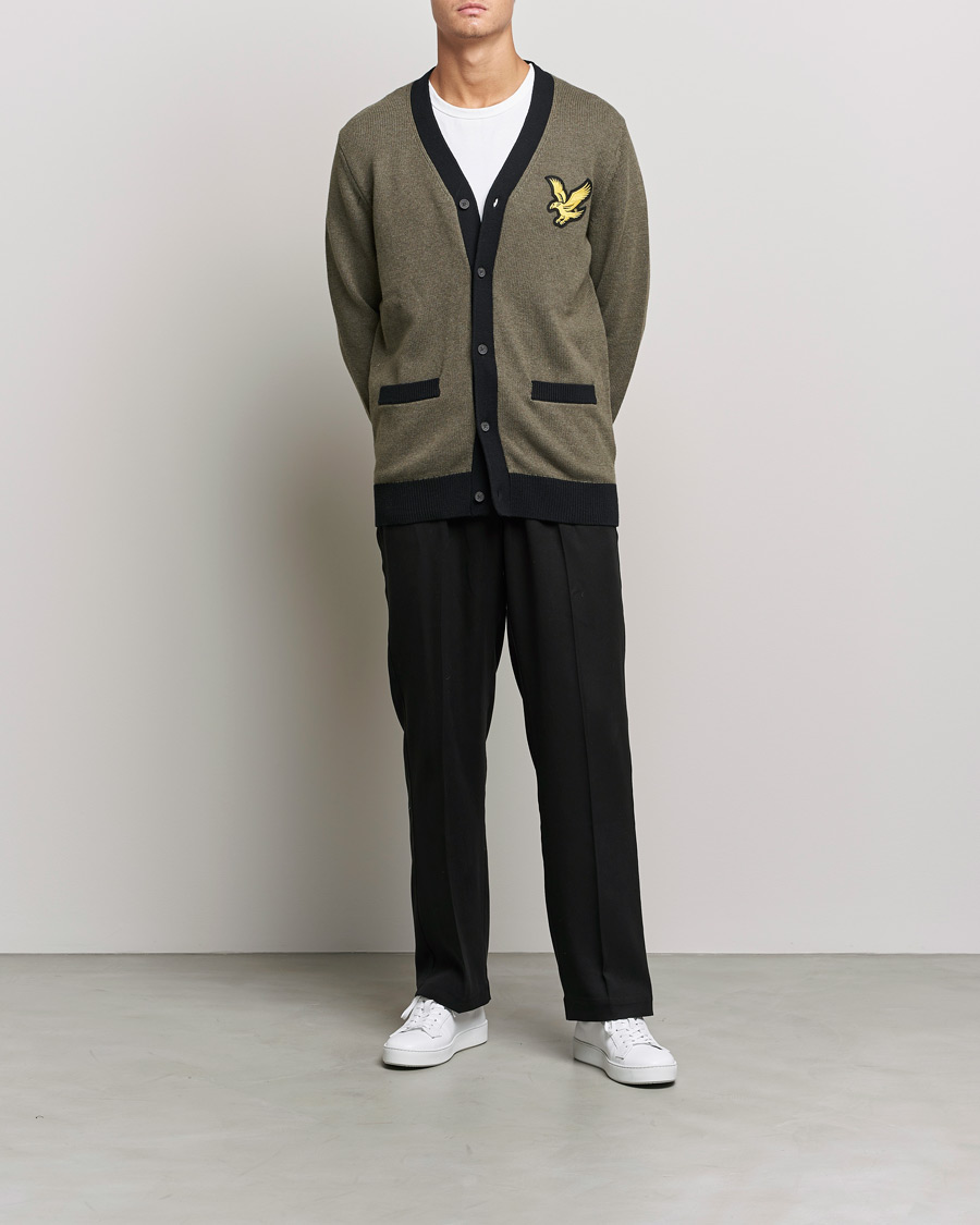 Heren | Truien | Lyle & Scott | Block Marl Cardigan Olive Marl