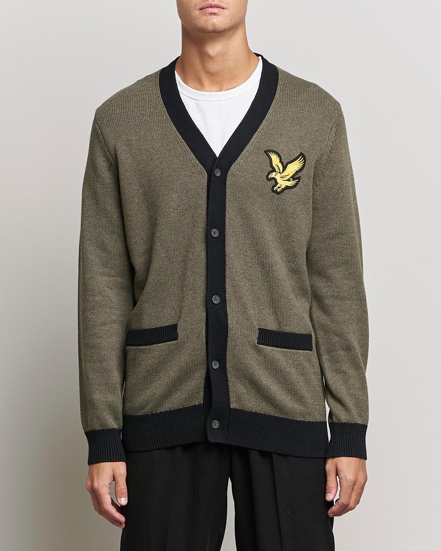 Heren | Truien | Lyle & Scott | Block Marl Cardigan Olive Marl