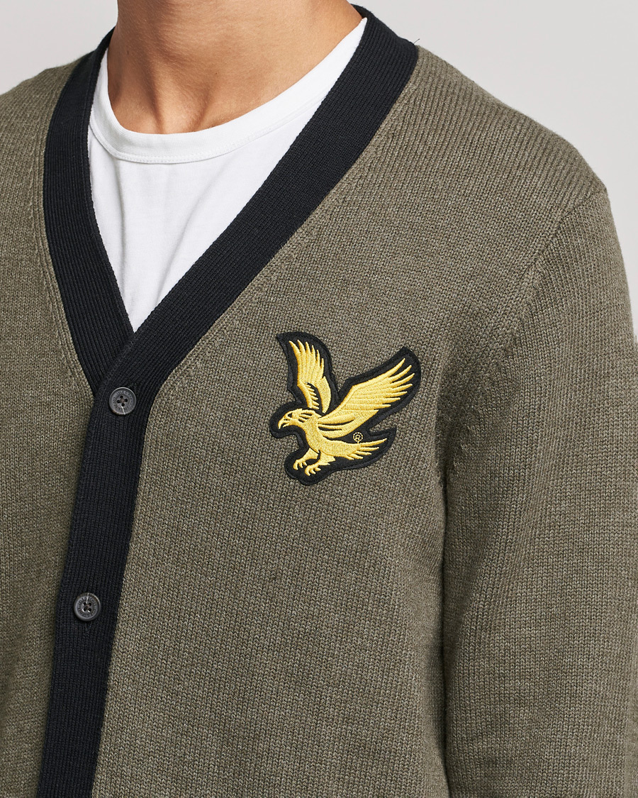 Heren | Truien | Lyle & Scott | Block Marl Cardigan Olive Marl
