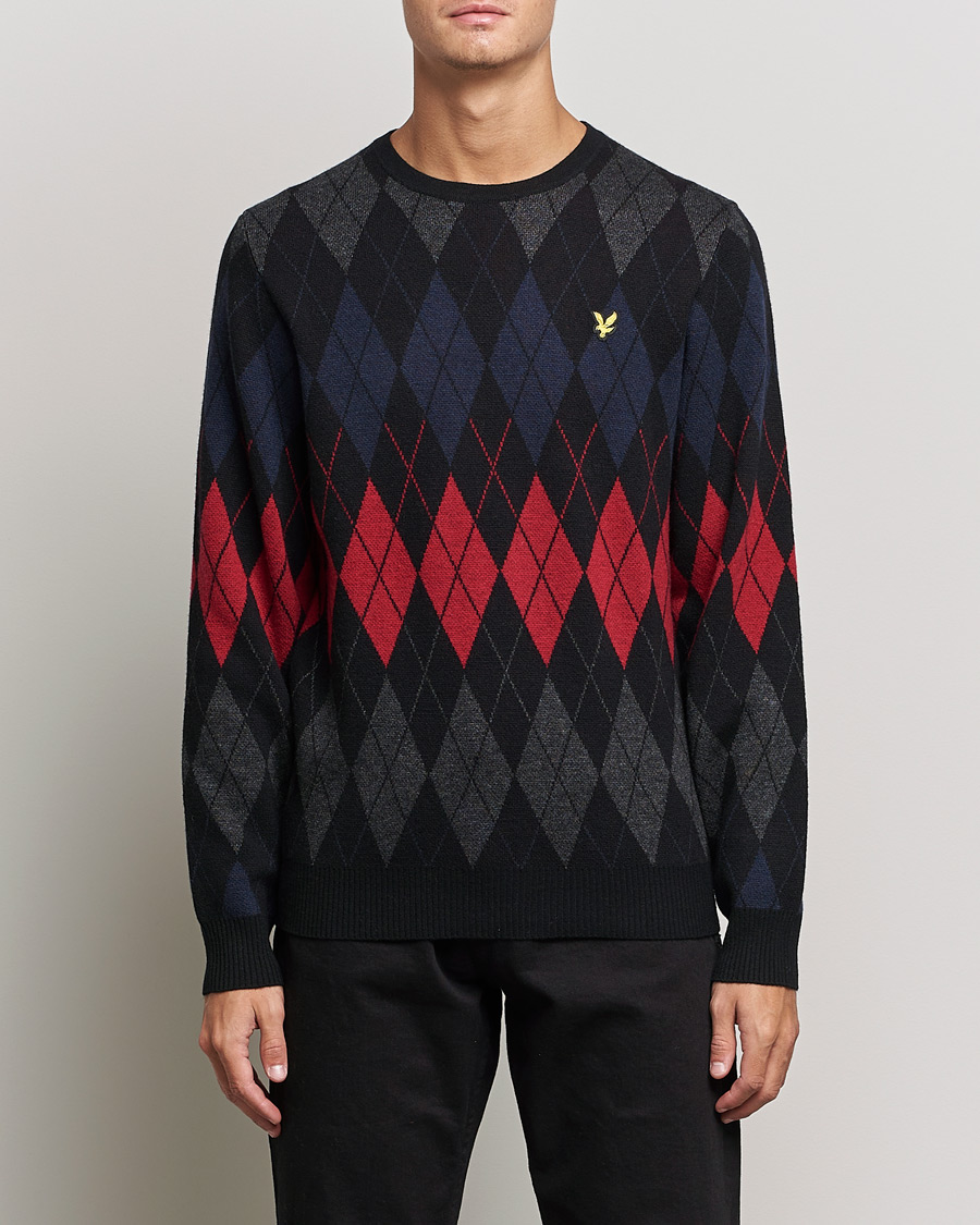 Heren | Truien | Lyle & Scott | British Argyle Crew Neck Black