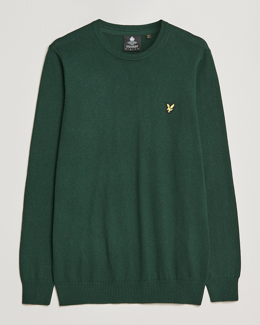 Heren | Truien | Lyle & Scott | Crew Neck Cotton/Merino Jumper Dark Green