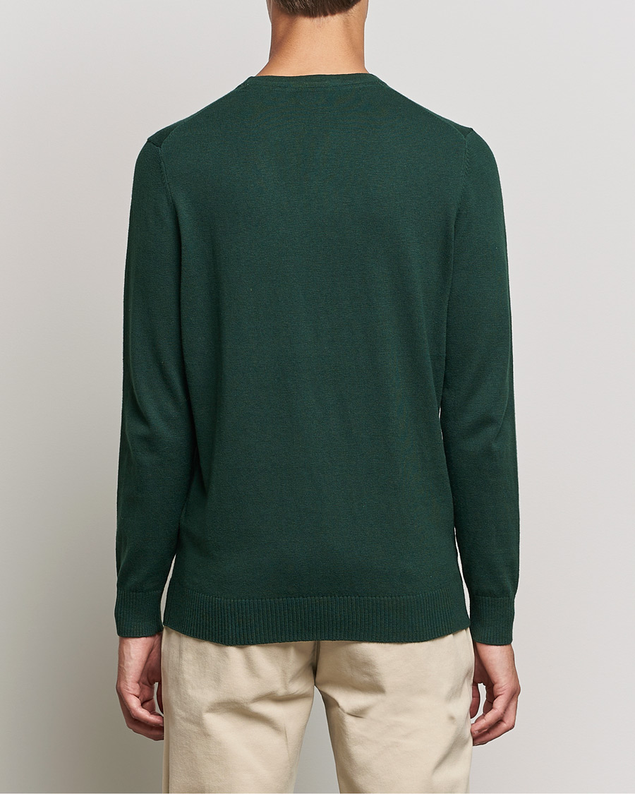 Heren | Truien | Lyle & Scott | Crew Neck Cotton/Merino Jumper Dark Green