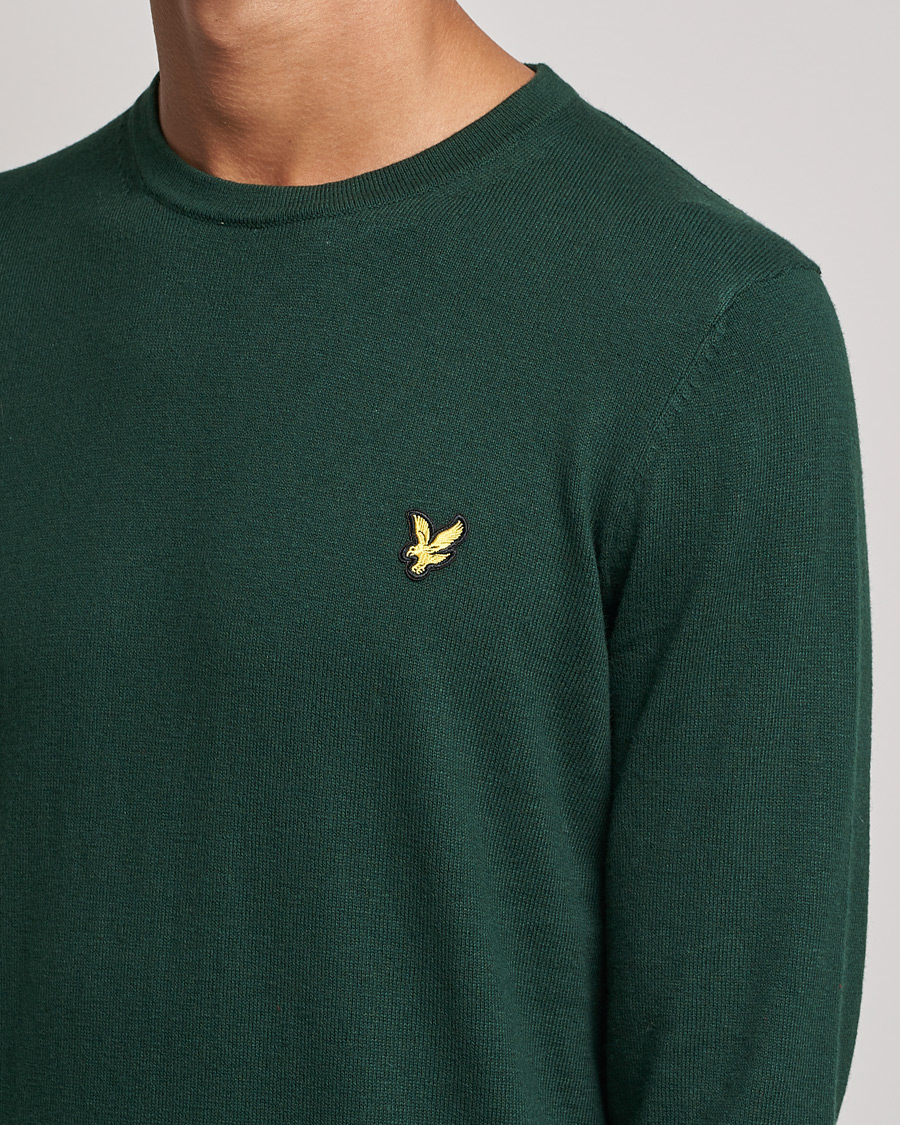 Heren | Truien | Lyle & Scott | Crew Neck Cotton/Merino Jumper Dark Green