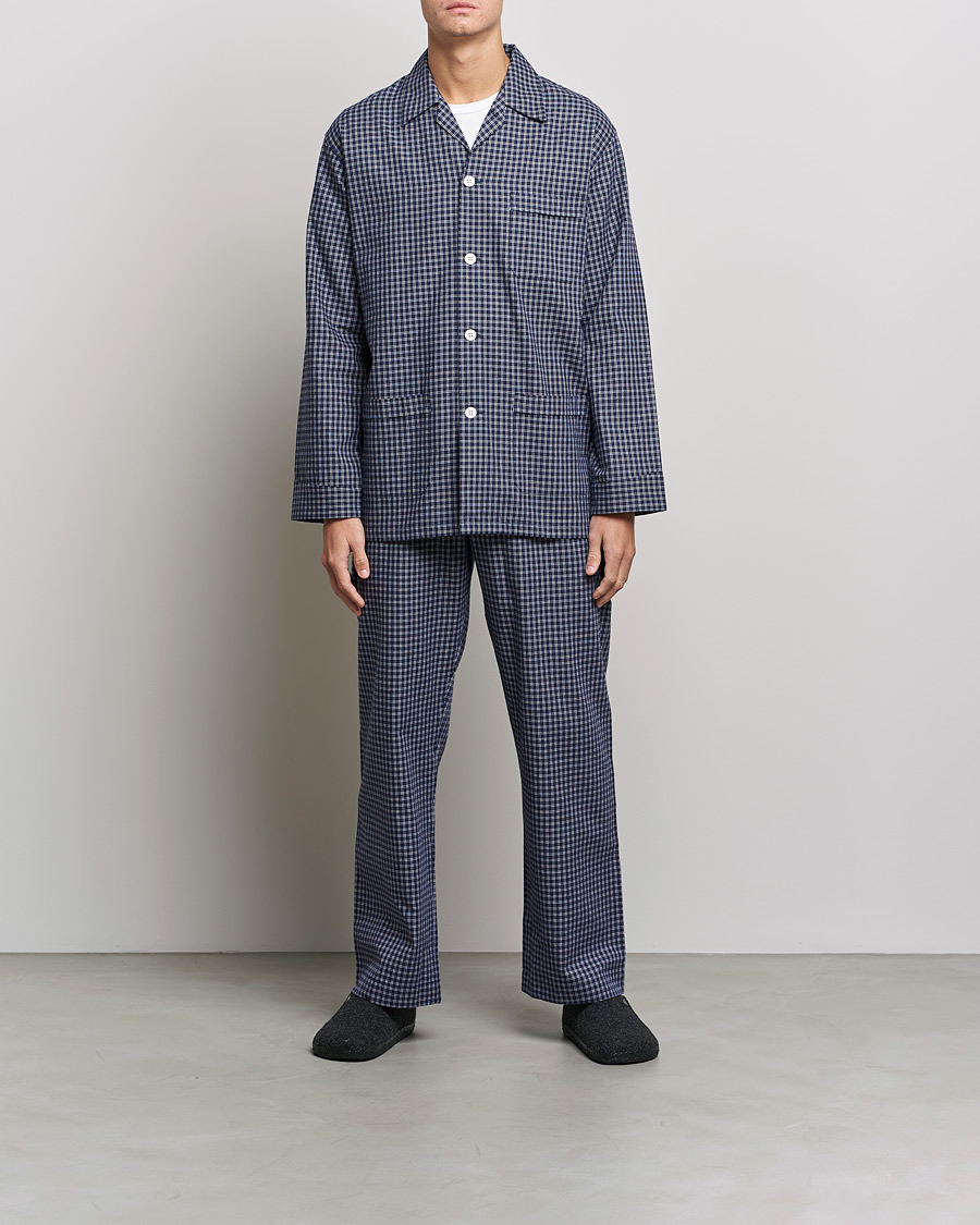 Heren | Derek Rose Checked Cotton Pyjama Set Navy | Derek Rose | Checked Cotton Pyjama Set Navy