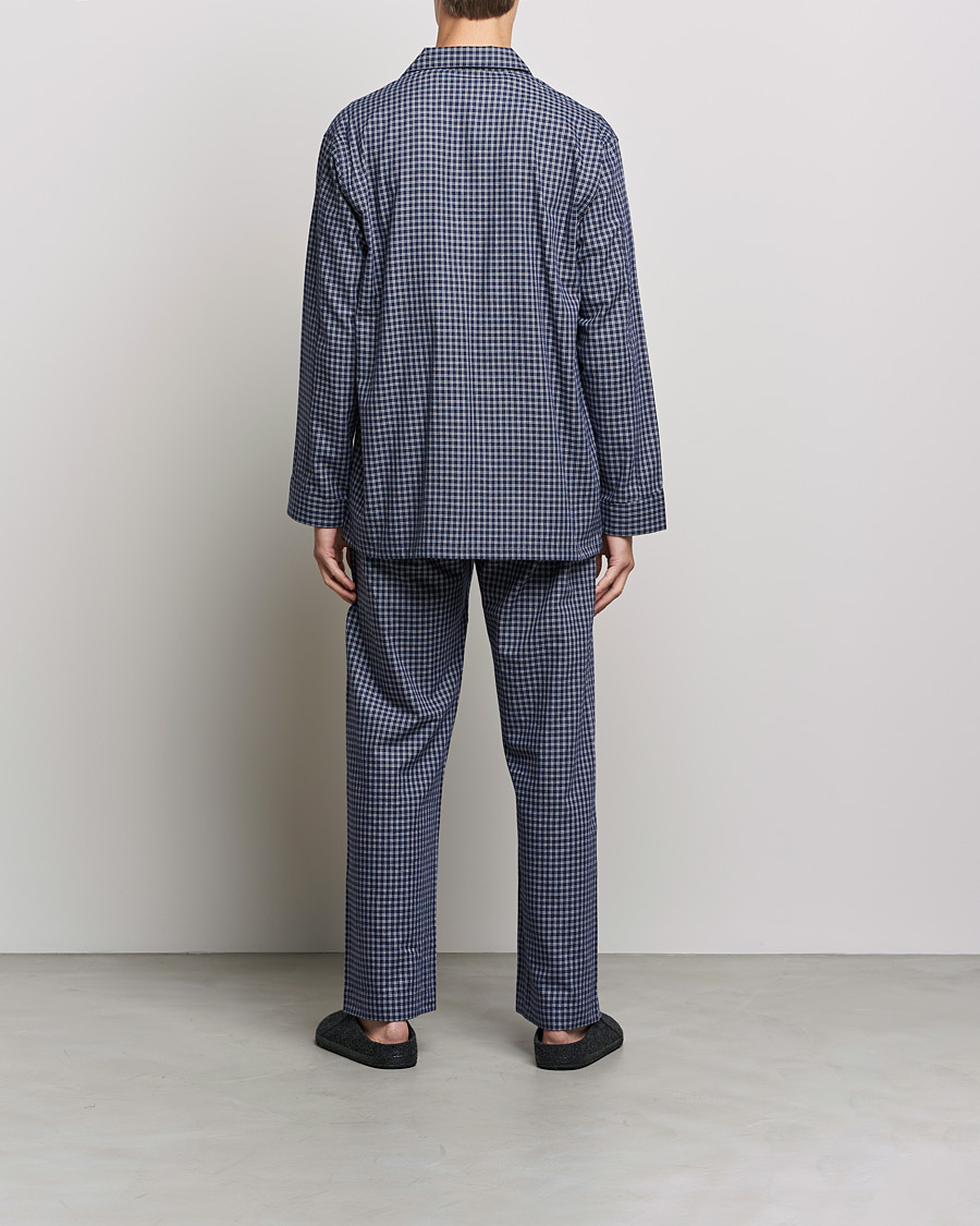 Heren | Pyjama's | Derek Rose | Checked Cotton Pyjama Set Navy