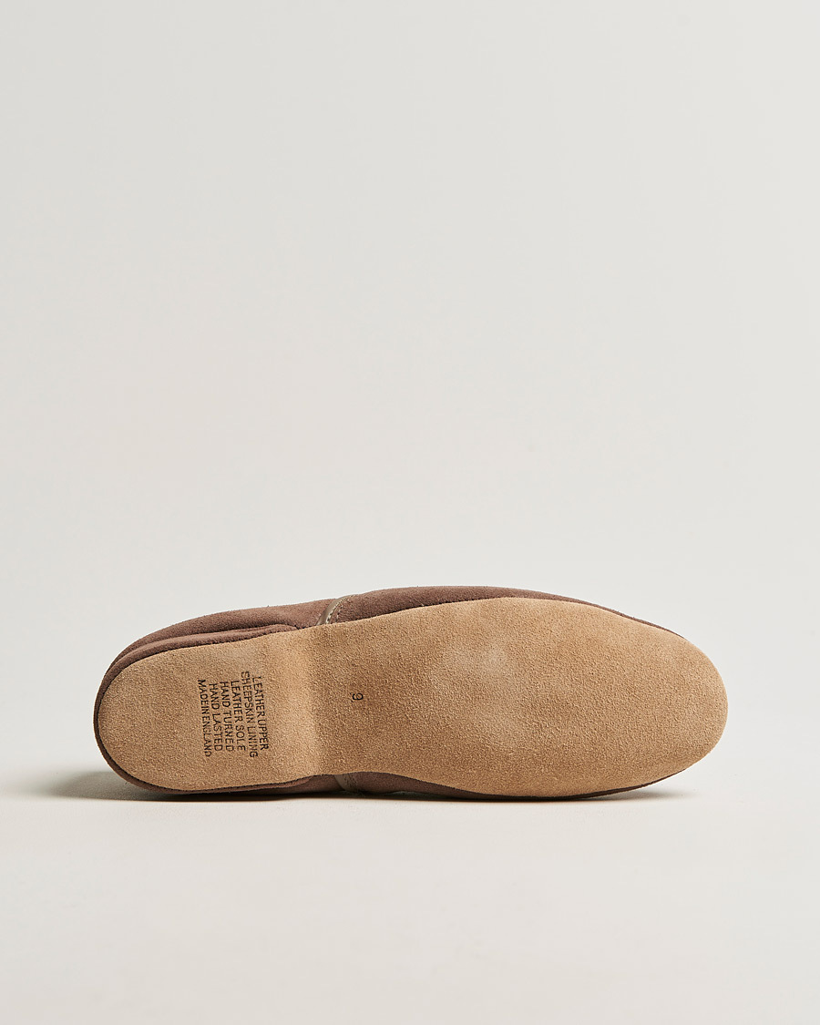 Heren | Derek Rose Crawford Sheepskin Suede Slippers Beige | Derek Rose | Crawford Sheepskin Suede Slippers Beige