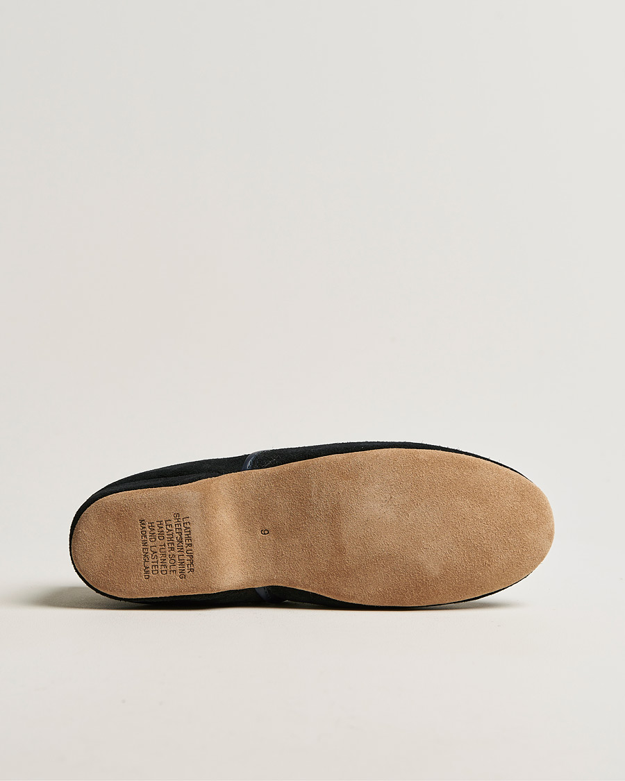 Heren | Derek Rose Crawford Sheepskin Suede Slippers Navy | Derek Rose | Crawford Sheepskin Suede Slippers Navy