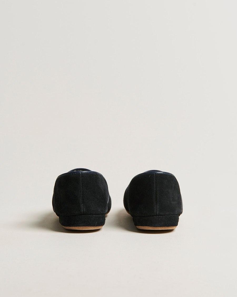 Heren | Derek Rose Crawford Sheepskin Suede Slippers Navy | Derek Rose | Crawford Sheepskin Suede Slippers Navy