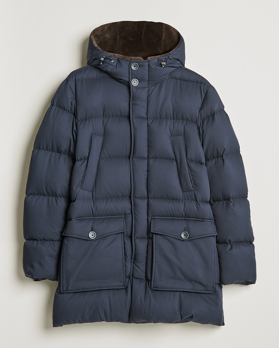 Heren | Jassen | Herno | Faux Fur Down Parka Navy