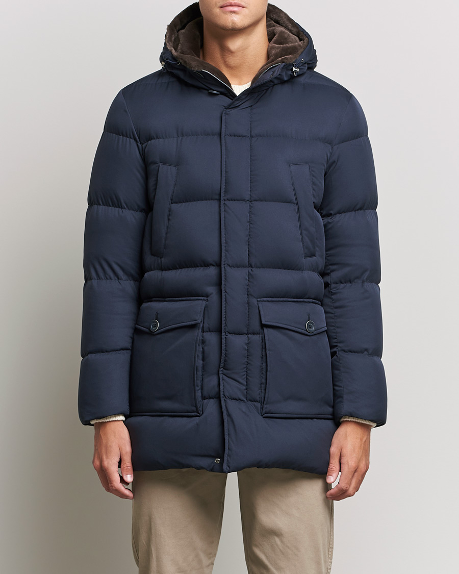 Heren | Jassen | Herno | Faux Fur Down Parka Navy
