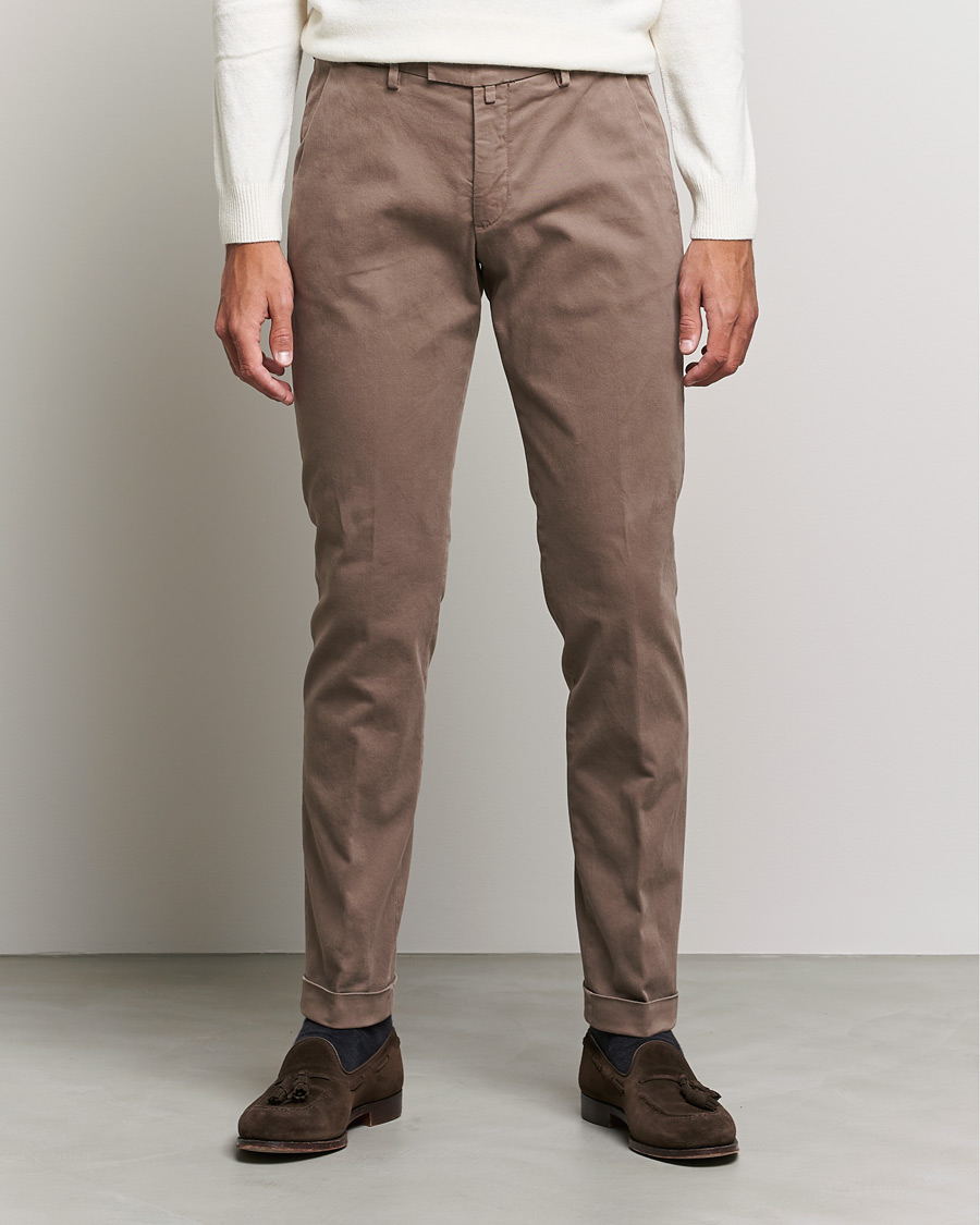 Heren | Broeken | Briglia 1949 | Slim Fit Cotton Stretch Chino Taupe
