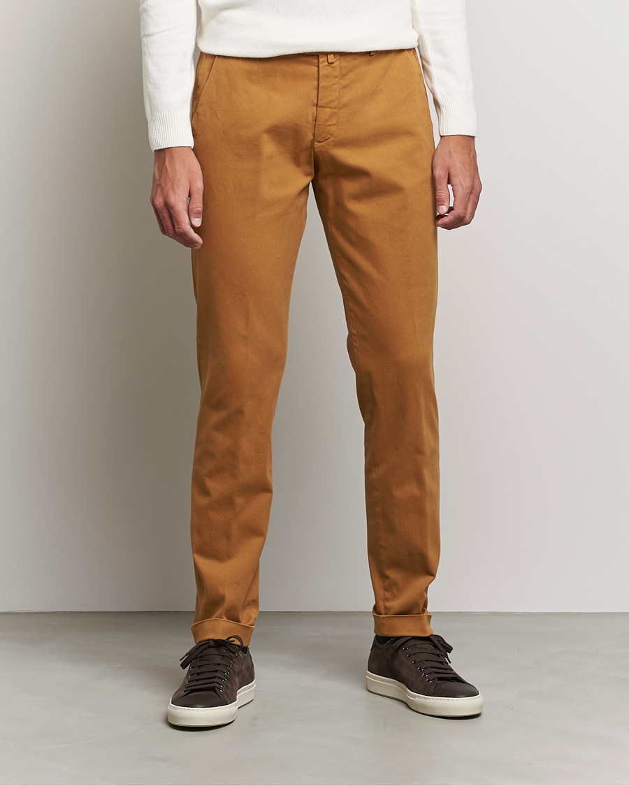 Heren | Broeken | Briglia 1949 | Slim Fit Cotton Stretch Chino Golden Brown