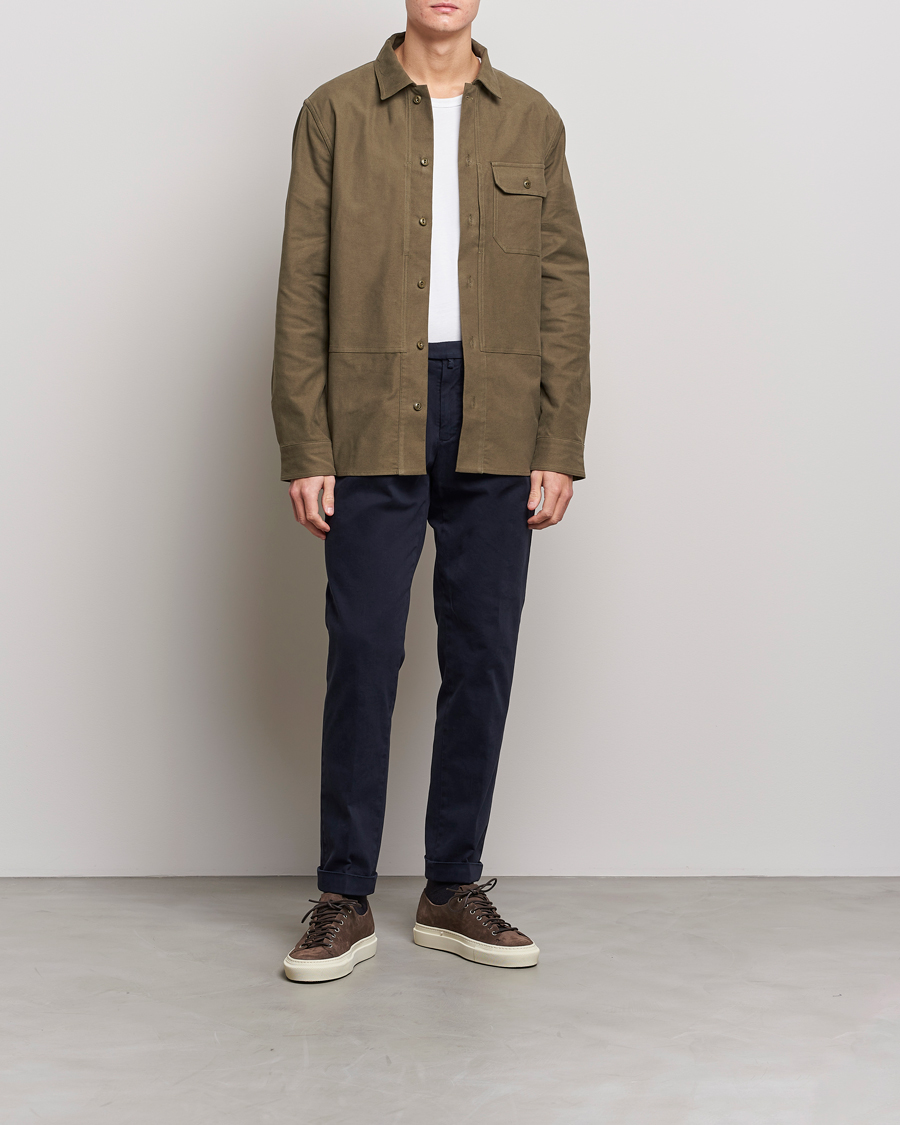 Heren | Broeken | Briglia 1949 | Easy Fit Pleated Cotton Stretch Chino Navy