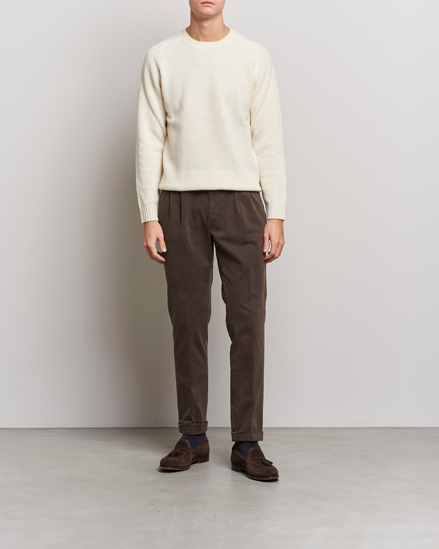 Heren | Broeken | Briglia 1949 | Easy Fit Pleated Cotton Stretch Chino Coffe Brown