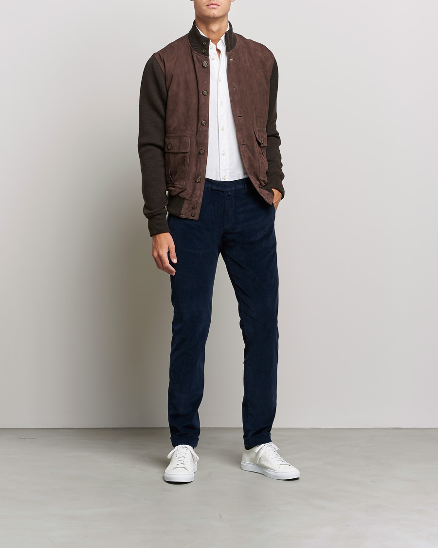 Heren | Broeken | Briglia 1949 | Slim Fit Corduroy Trousers Navy