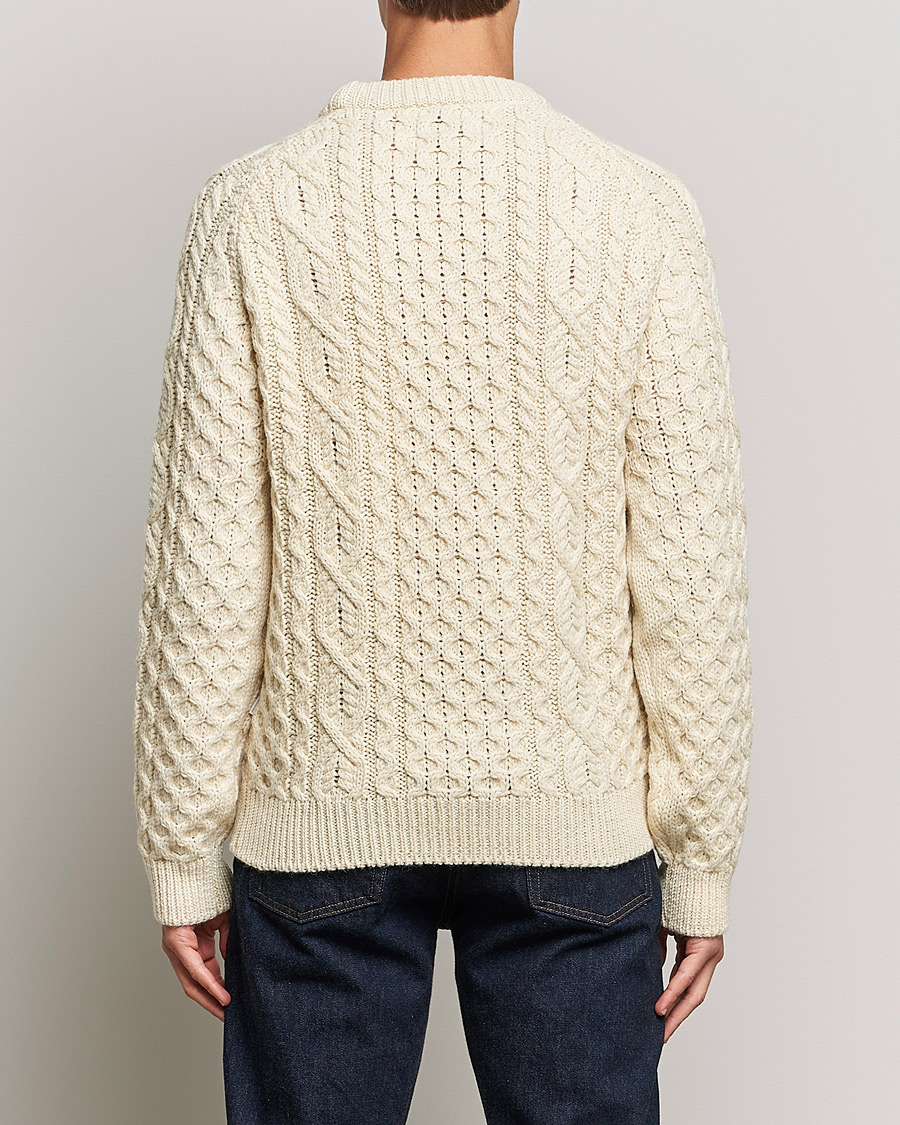 Heren | Truien | Peregrine | Hudson Wool Aran Knitted Jumper Cream