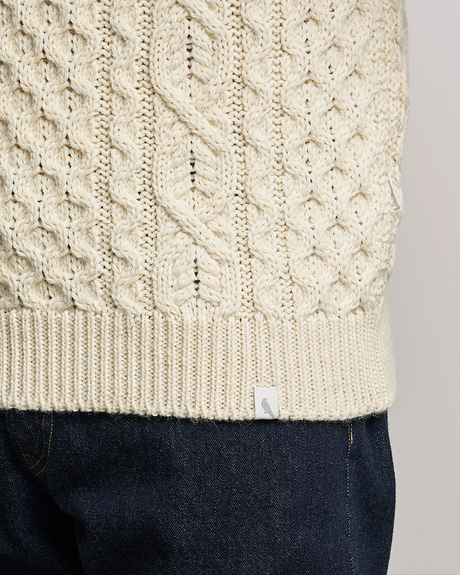 Heren | Truien | Peregrine | Hudson Wool Aran Knitted Jumper Cream
