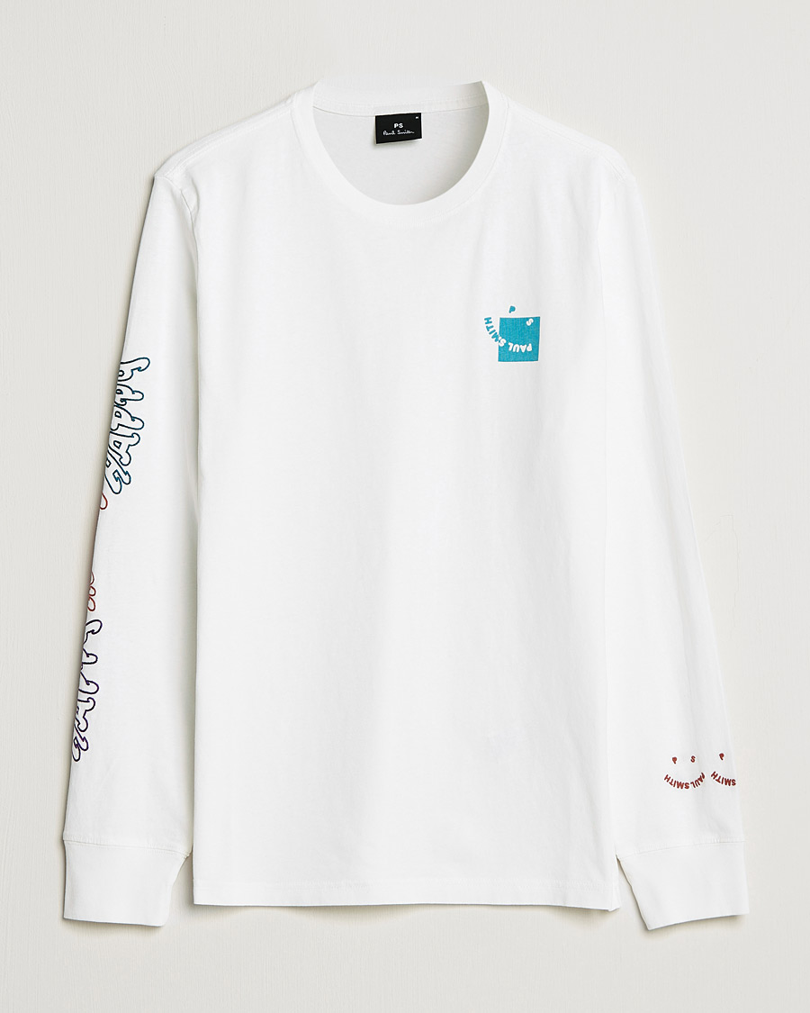 Heren | T-shirts | PS Paul Smith | Happy Face Long Sleeve T-Shirt White
