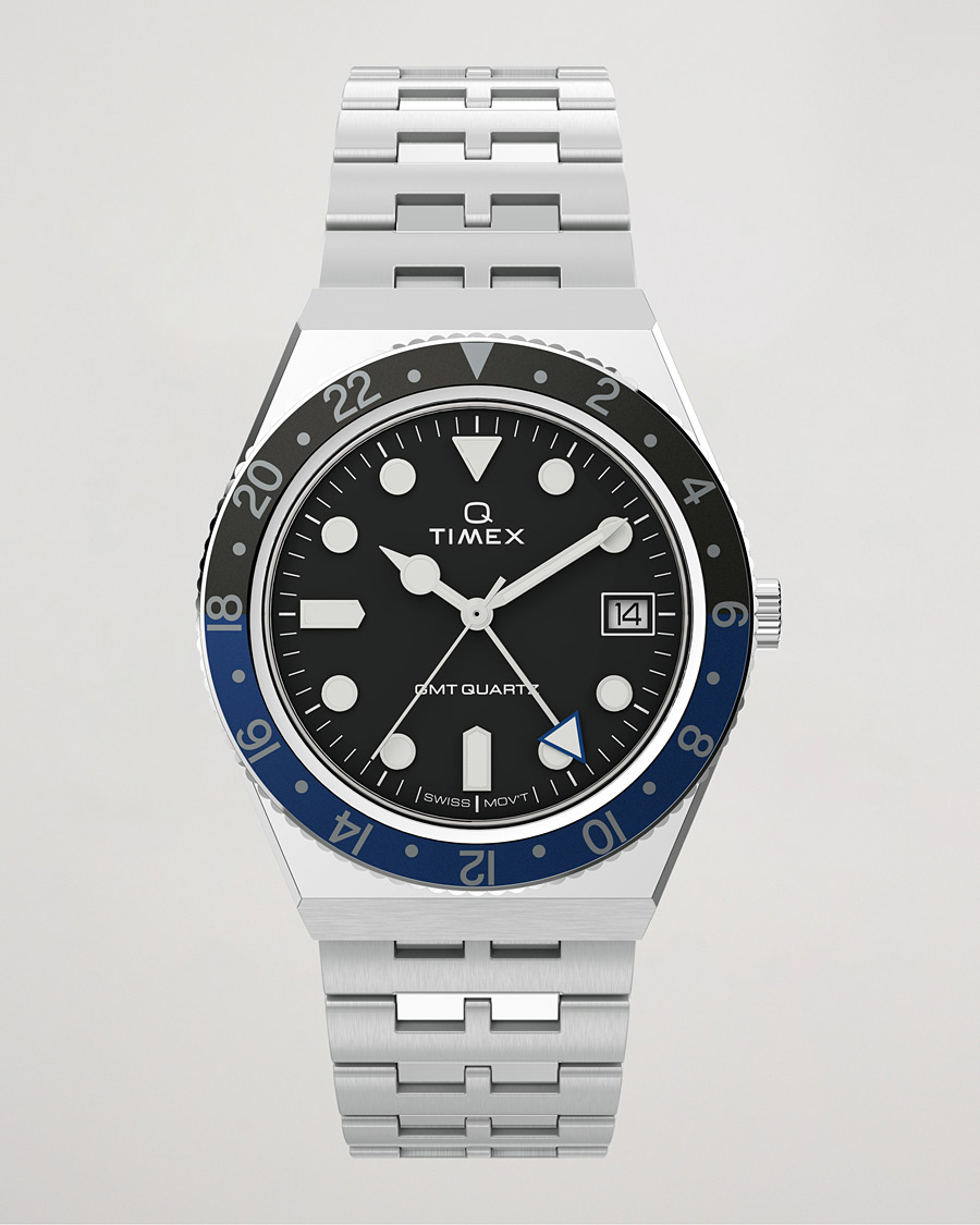 Heren | Timex Q Diver GMT 38mm Black/Blue | Timex | Q Diver GMT 38mm Black/Blue