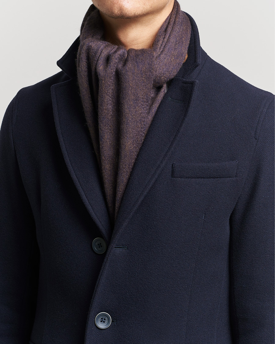 Heren |  | Begg & Co | Arran Reversible Cashmere Scarf Navy/Vicuna