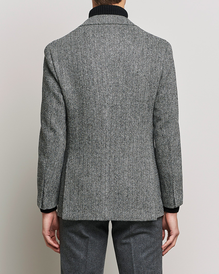 Heren | Blazers | Beams F | Herringbone Tweed Jacket Dark Grey