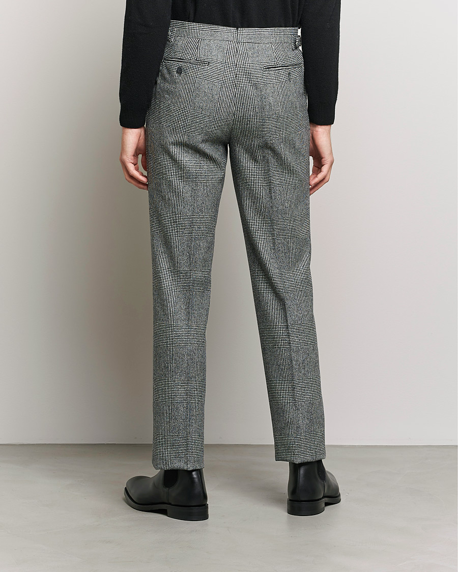 Heren | Broeken | Beams F | Pleated Flannel Trousers Grey Check