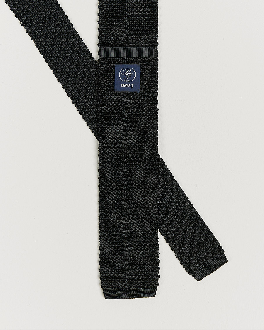 Heren | Beams F Knitted Silk Tie Black | Beams F | Knitted Silk Tie Black