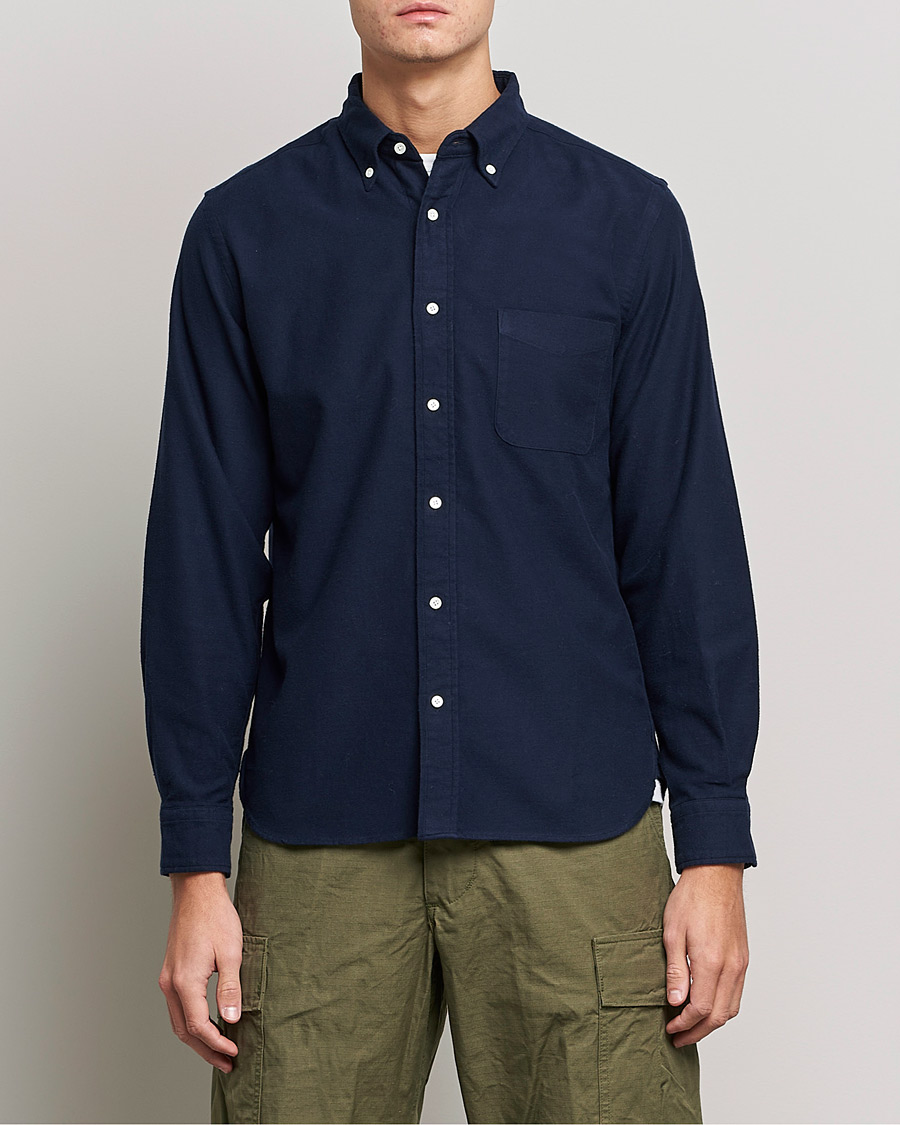 Heren | Overhemden | BEAMS PLUS | Flannel Button Down Shirt Navy