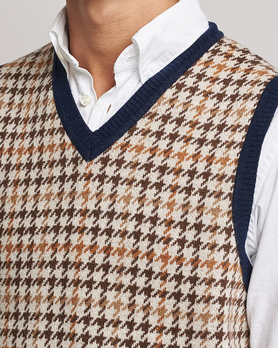 Heren | Truien | BEAMS PLUS | Tartan Check Knit Vest Navy/Beige