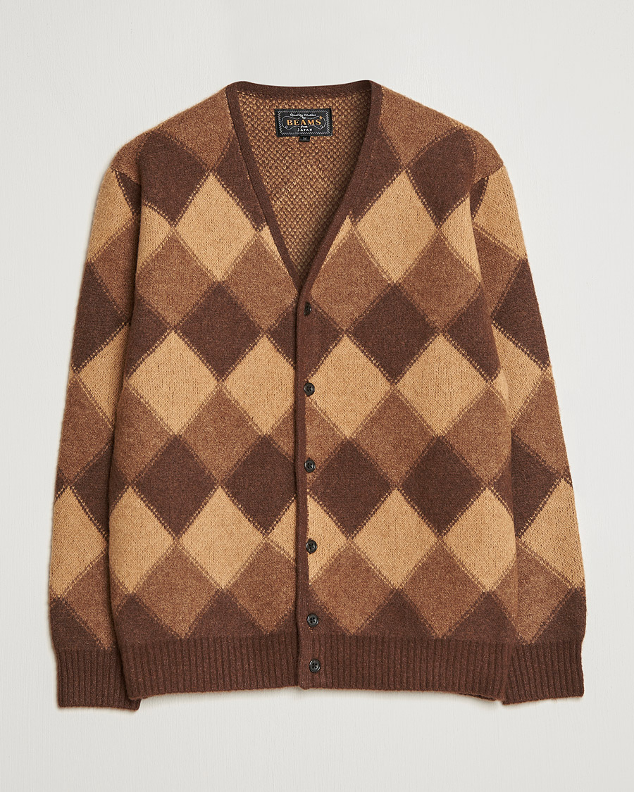 Heren | Truien | BEAMS PLUS | Argyle Jacquard Cardigan Brown 