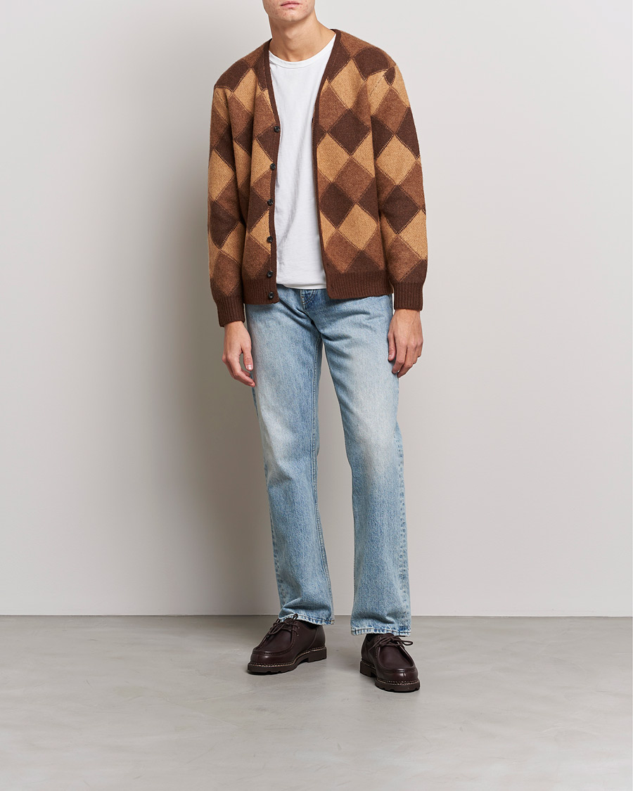 Heren | Truien | BEAMS PLUS | Argyle Jacquard Cardigan Brown 