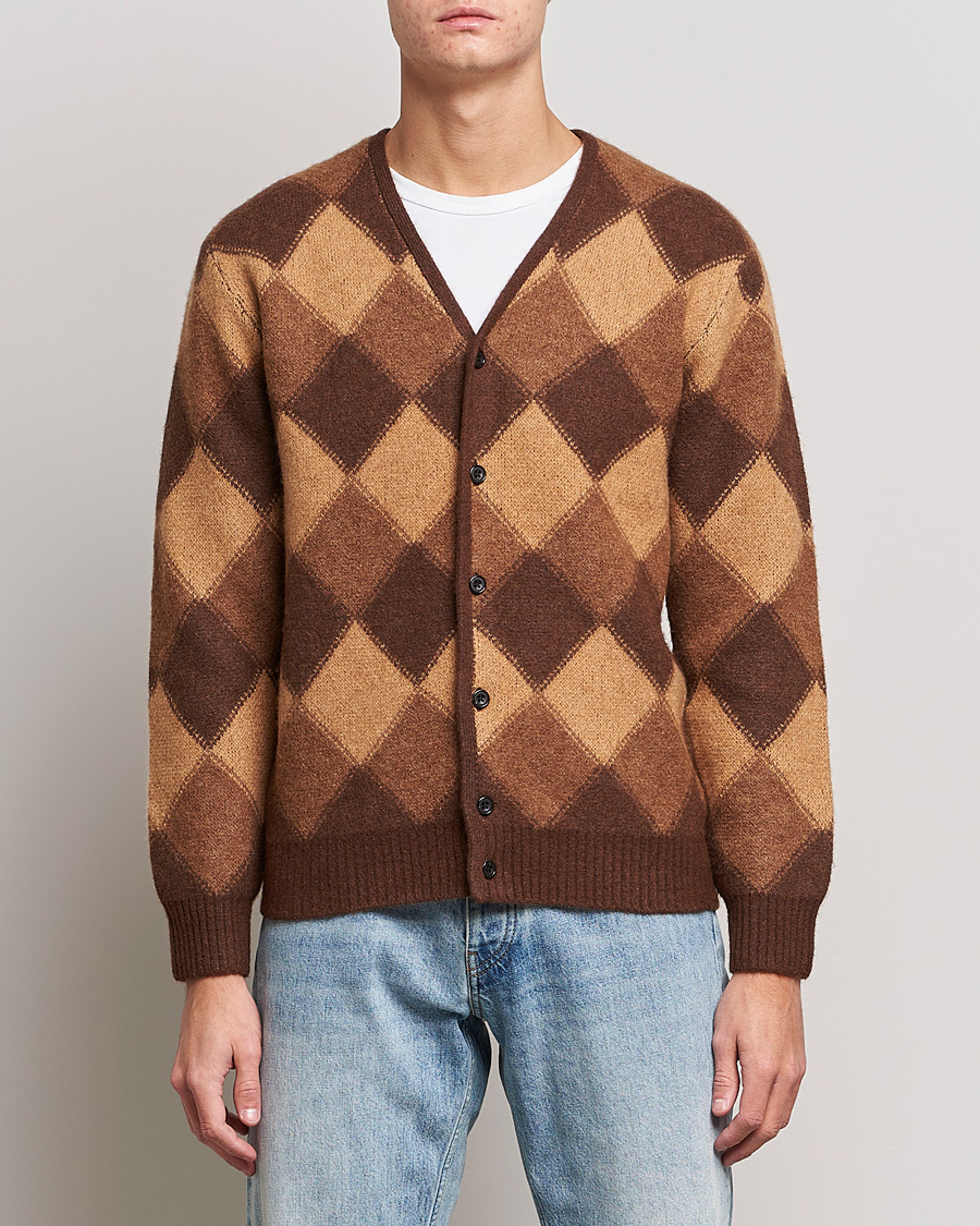 Heren | Truien | BEAMS PLUS | Argyle Jacquard Cardigan Brown 