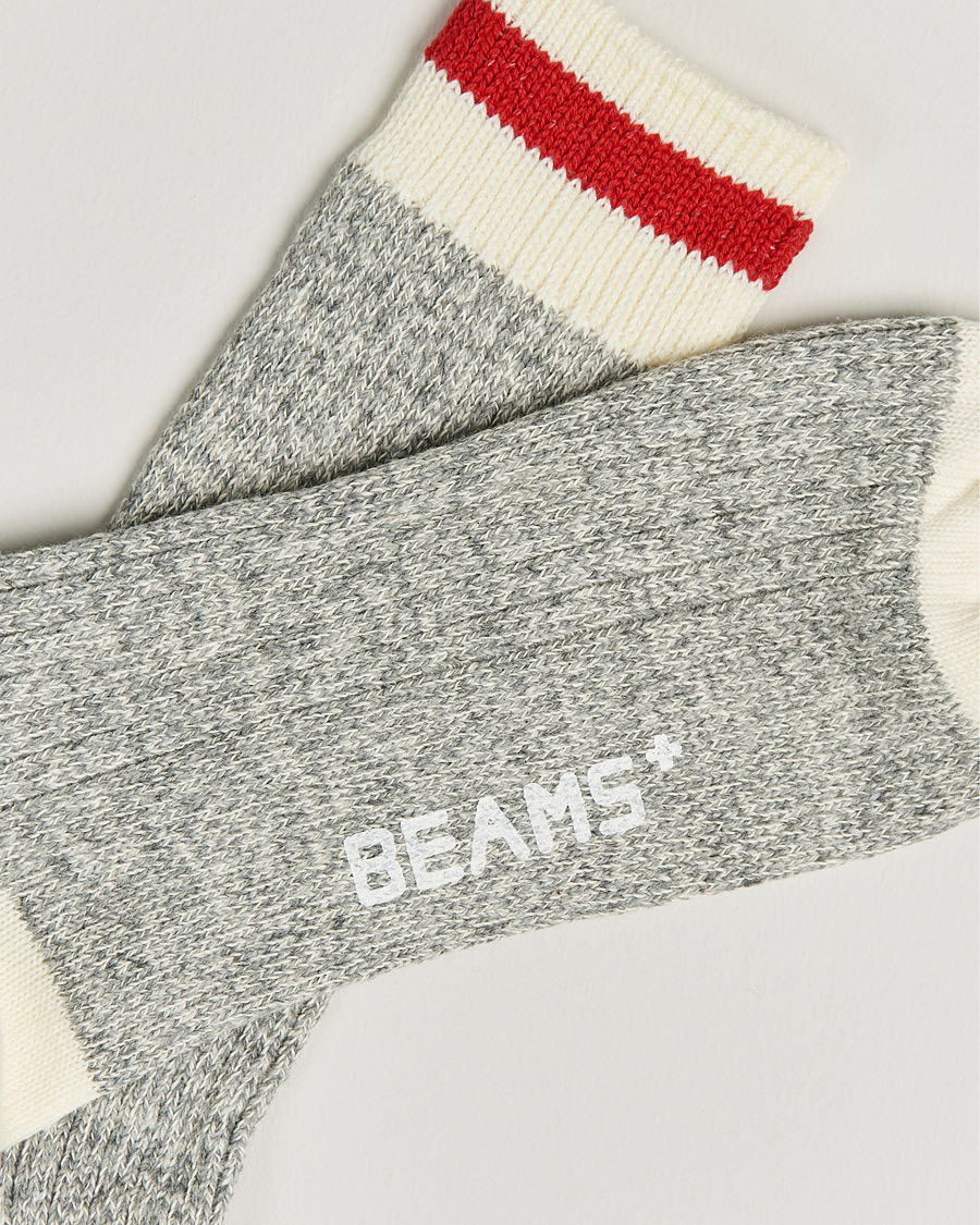 Heren | BEAMS PLUS | BEAMS PLUS | Rag Socks Grey/Red