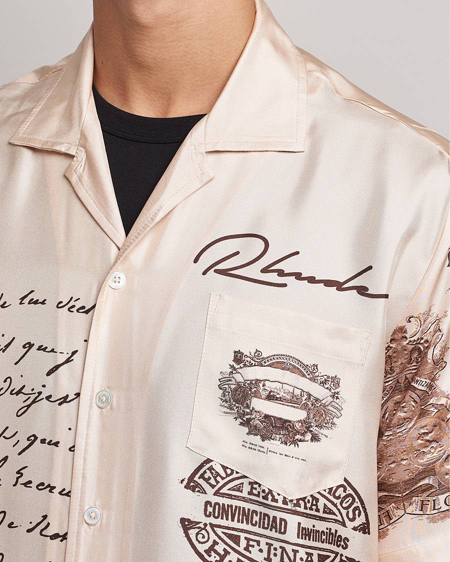 Heren | Overhemden | Rhude | Silk Cigar Short Sleeve Shirt Brown/Cream